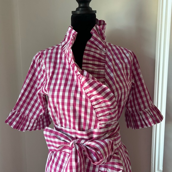 Elizabeth Wilson Designs Pink Ruffle Maxi Wrap dress - Picture 2 of 7